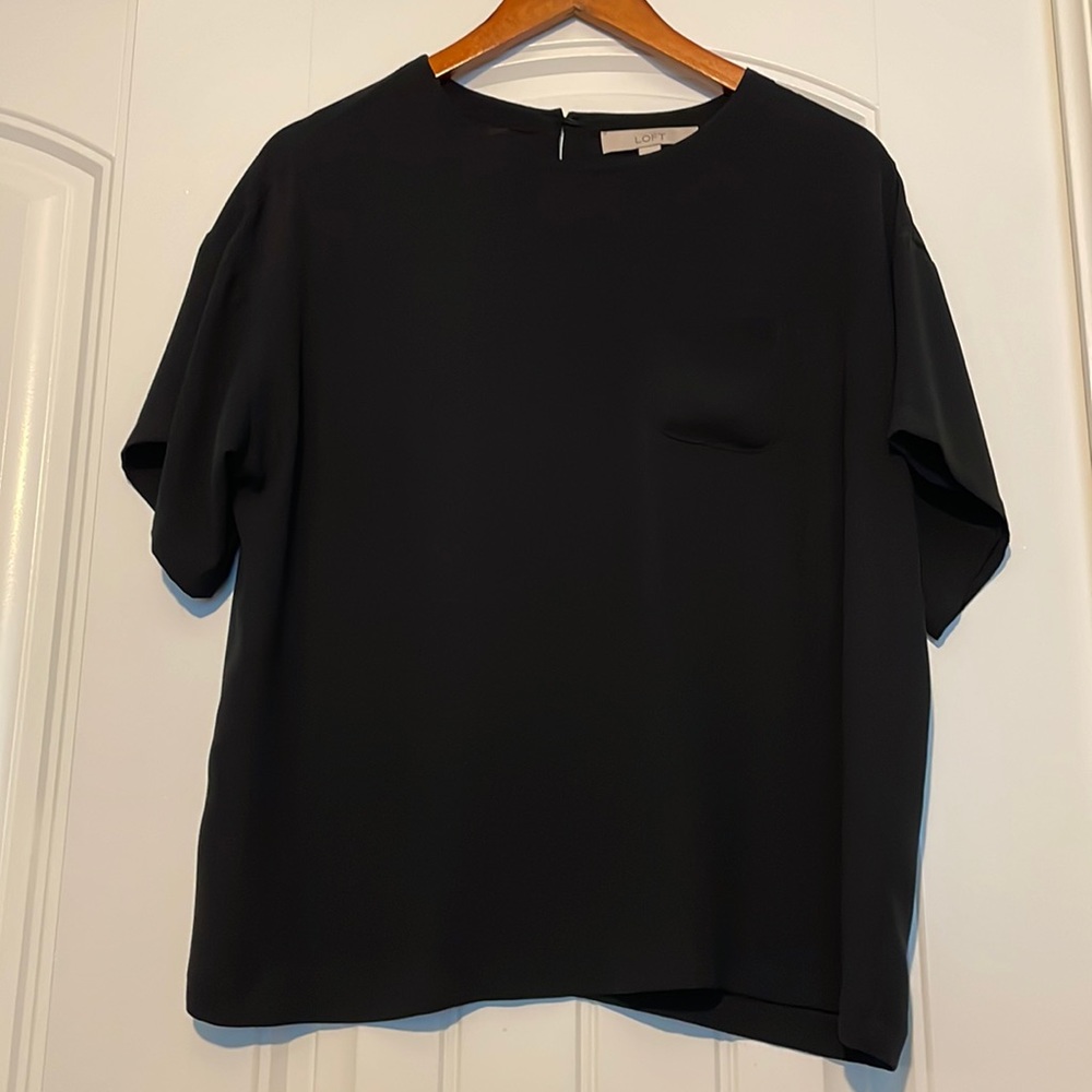 Loft: polyester blouse, black, size medium